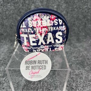 Robin Ruth Floral Texas Change Purse Coin Bag With Keychain 4” x 3”